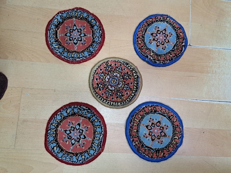 Turkish Rug, Non Stick Rug, Mini Christmast Gift, Under The Pot, 0.7 x 0.7 ft gallery
