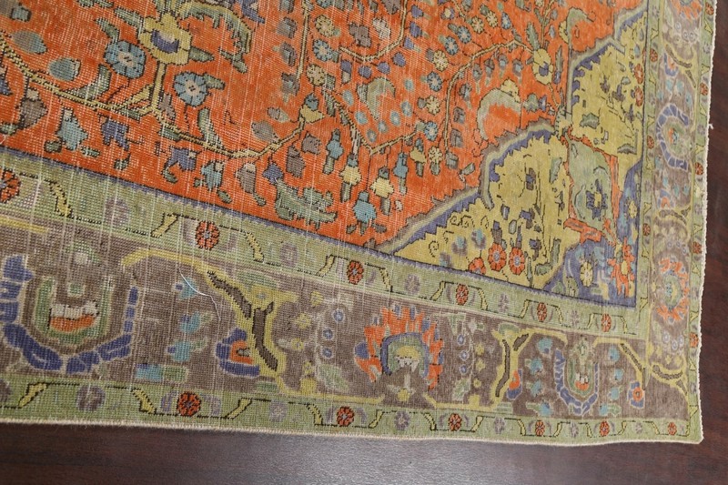 Antique Traditional ORANGE Handmade Area Rug Evenly Low Pile Wool Carpet 10x12 gallery