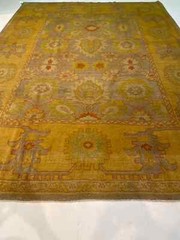Antique Oriental Hand-Knotted Wool Area Rug Turkish Oushak Gold/Gray 9′ x 12’2″