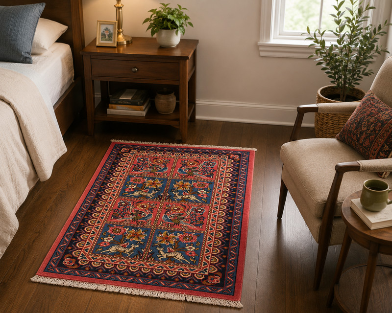 NATURAL WOOL Old Oriental Rugs Hand Woven,knotted size Approximately 4'4"x2'6" gallery