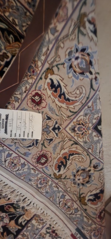 Serafian Oriental Pictorial Rug 1.7 x 1 Kork Wool on Silk Blue Handmade 400 KPSI gallery