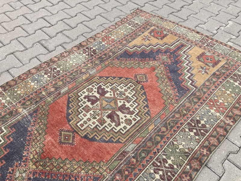 Red Large rug, Turkish rug, Vintage Rug, Handmade rug, Area rug, 3.8 x 6.8 ft gallery