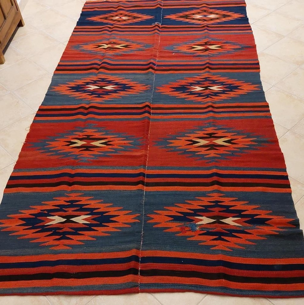 Greek Thessaly? Pelion? Old Handwoven Wool Kilim 140x275cm