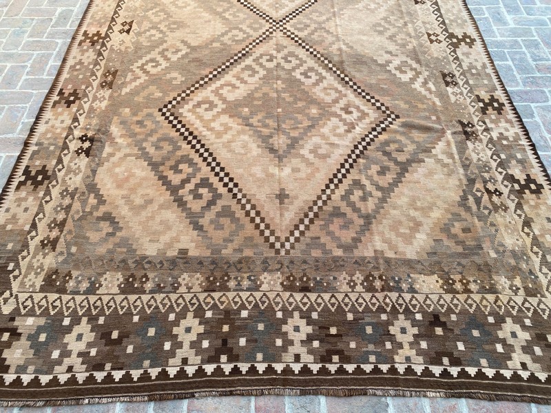 terracotta faded 10x16 Handmade Wool Kilim Rug Tribal Geometric Flatweave rug gallery