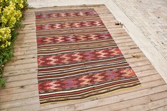 Turkish Kilim Rug 51”x86” Hand Woven Sivas Cicim Kilim 132x220cm 4×7 Rug