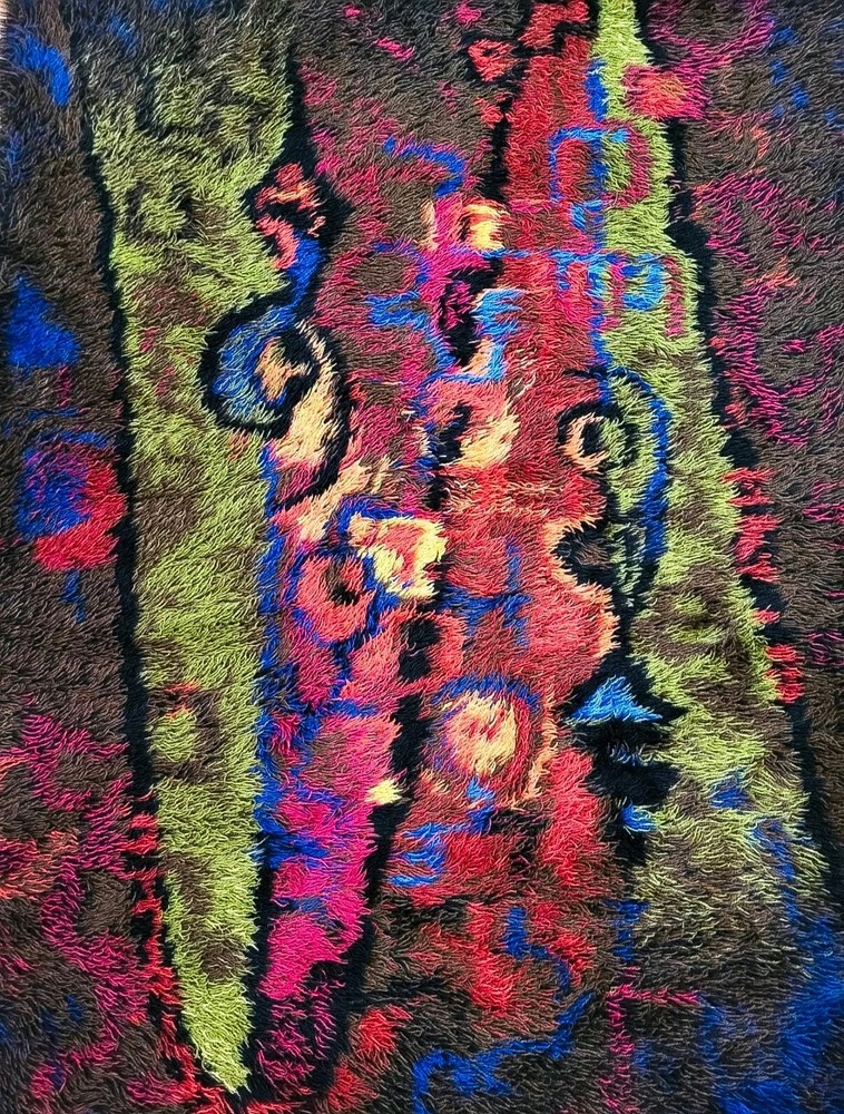 VORWERK WASA wool Rug abstract Art psychedelic vintage 70s Mid Century 55"x79"