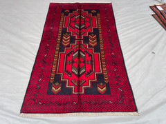 2’10×4’9 ft Vintage Turkmen Hand Knotted Wool Red Black Dual Medallion Area Rug