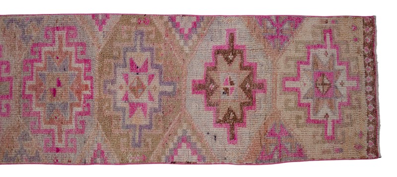 Turkish Runner Rug Hand Made Rug, Tribal Rug, Narrow Runner, PINK Rug 2 x 11 ft gallery