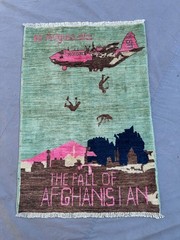 2’7×3’9 Afghan War Rug Hand Knotted Wool Tribal Oushak Boho Military Art Carpet