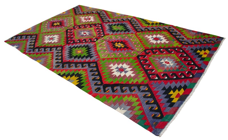 Vintage 1960s Turkish Rug Kilim 6x10 Flat Weave Area Rug Natural Wool & Dyes gallery