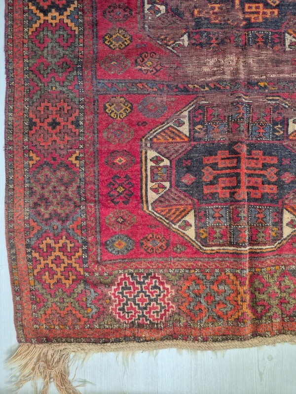 100 yo Antique Konya Cihanbeyli Hand-Knotted Runner Rug , 47x130" Fragment Rug gallery