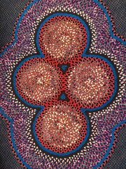 Vintage Antique Handmade Folk Art 4 Ring Wool Braided Rug
