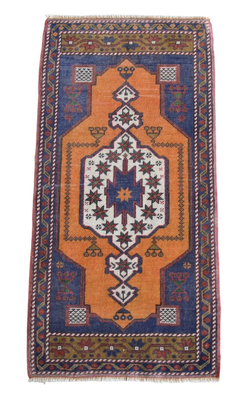 Turkish Rug Vintage Small Rug Handmade Rug Entryway decor Door Mat 2x4 ft approx gallery
