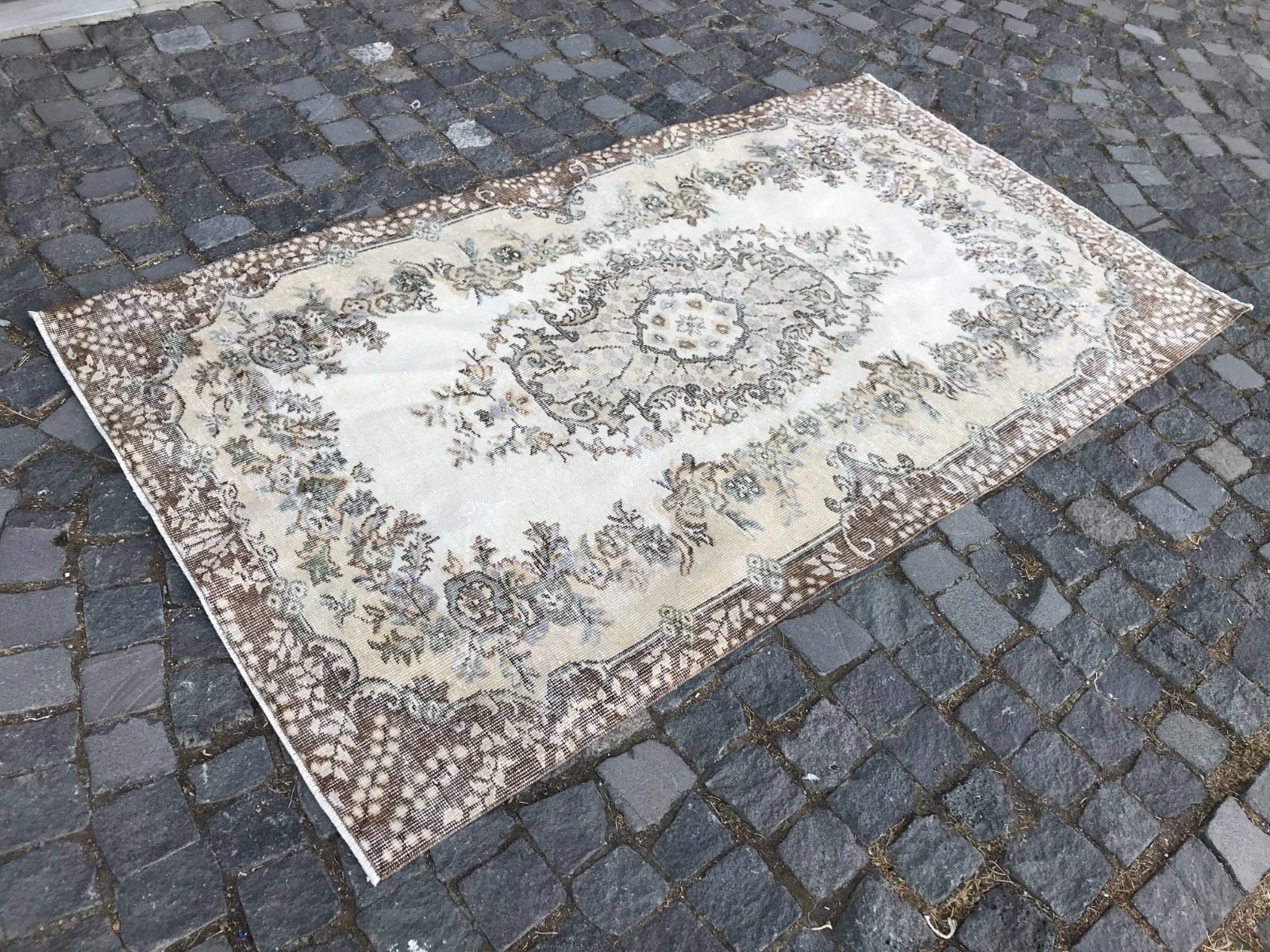 Bohemian Area Rug Handmade Wool Rug Turkish Vintage Traditional Rug 3,9 x 6,9 ft gallery
