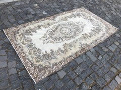 Bohemian Area Rug Handmade Wool Rug Turkish Vintage Traditional Rug 3,9 x 6,9 ft