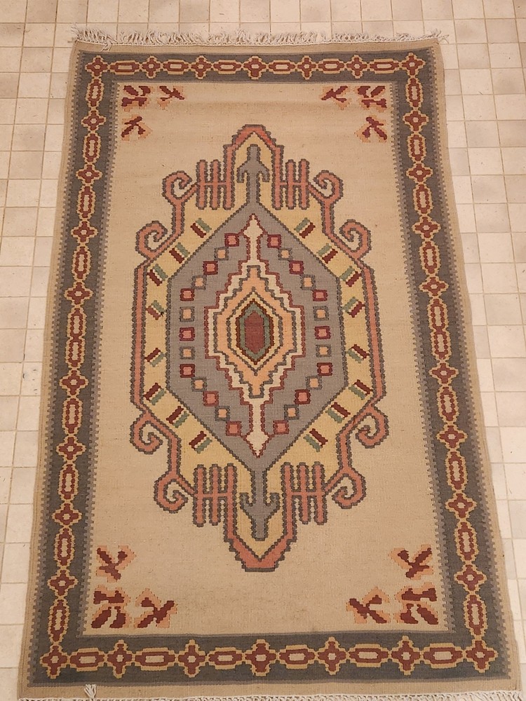 Vintage Turkish Kayseri rug wool & cotton 5'x3'
