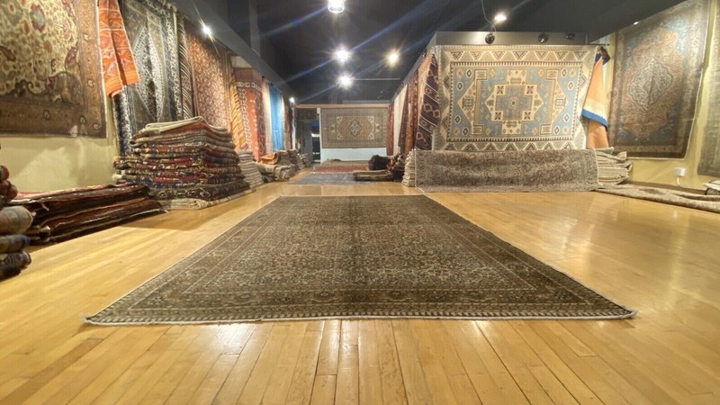 Bohemian Antique 1920-1930's Wool Pile Wool Colored Bunyan Area Rug 6’6x9’4” gallery