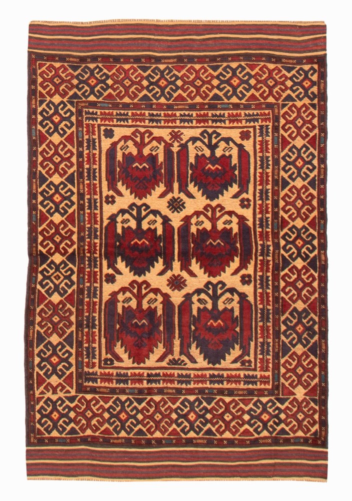 Vintage Traditional Hand-Knotted Area Rug 4'0" x 6'3" Oriental Wool Carpet