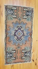 Primitive Antique 1900-1930’s Wool Pile,Vegy DyeTribal Rug 1’6” x 3′