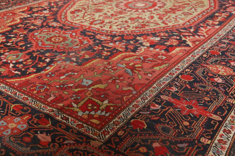 Pre-1900 Vegetable Dye Saroouk Farahhan Antique Rug 7x10 Hand-knotted Carpet gallery