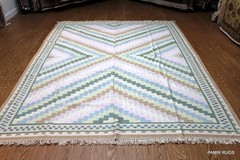 SOUTHWESTERN STYLE Hand made 8X10 WOVEN LIGHT BLUE BEIGE & KHAKI Navajo design