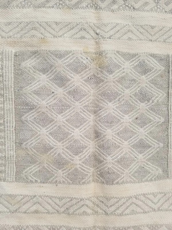 Vintage Traditional Handmade Moroccan Wool Beige Kilim 7.2x4.7ft gallery