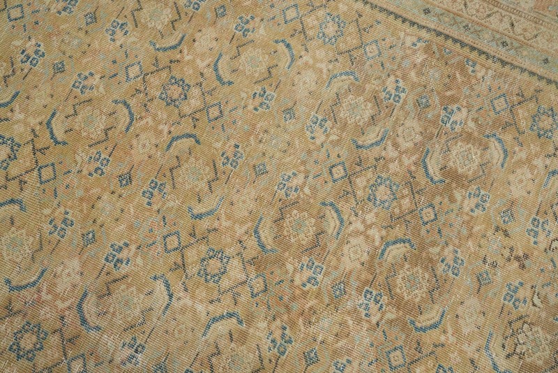 Antique Muted Gold Wool Vegetable Dye Traditional Handmade Room Size Rug 9x13 gallery