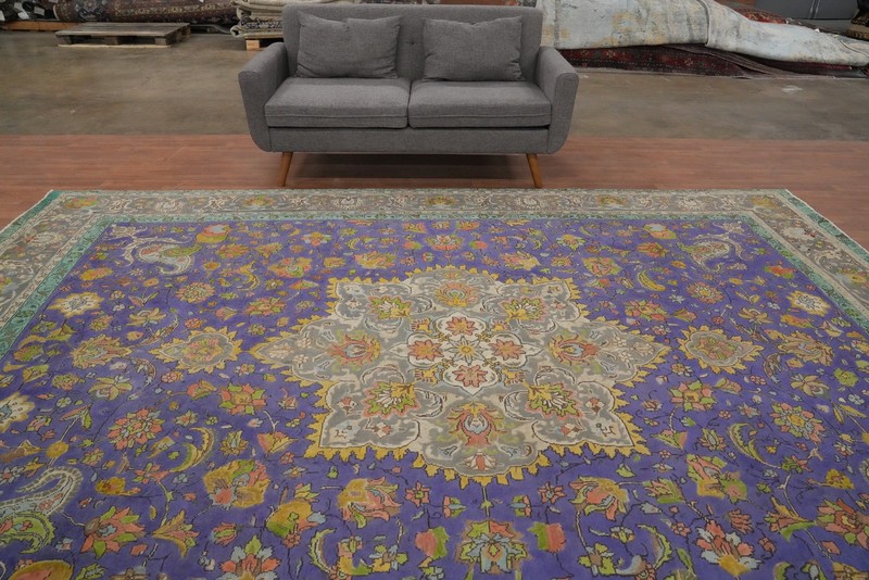 Purple Wool Medallion Living Room Area Rug 10x13 Over-Dyed Traditional Carpet gallery