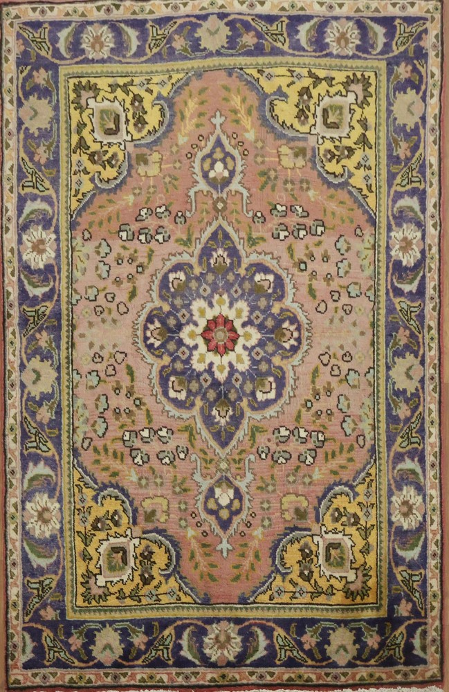 Vintage Floral Traditional Foyer Rug 3x5 Pink Wool Hand-knotted Classic Carpet