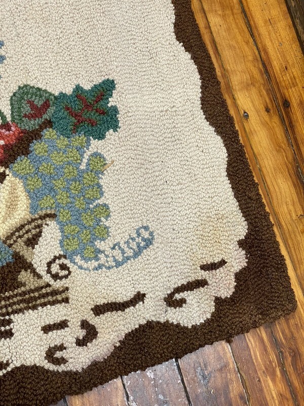 Vintage Hooked Rug, Kitchen Doorway Bedroom Autumn, Gourds, Grapes 34.5 x 24.25 gallery