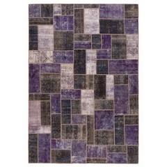 Vintage 319×219 cm Patchwork Hand Knotted Oriental Rug Carpet Blue