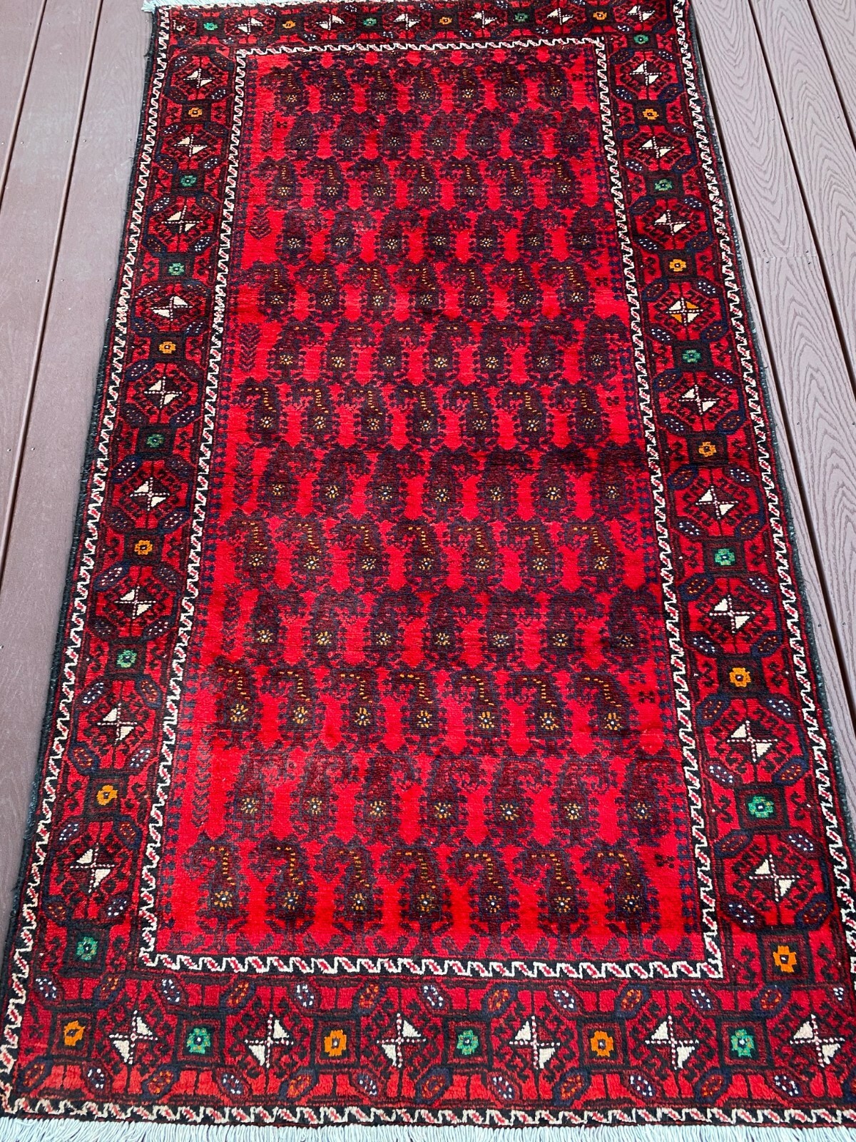 Fine Quality Handmade Afghan Accent Rug, Tribal Paisley Allover Design, 4'x8' gallery