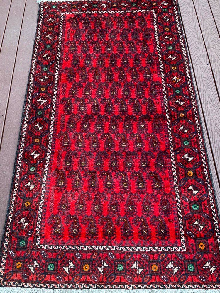 Fine Quality Handmade Afghan Accent Rug, Tribal Paisley Allover Design, 4'x8'