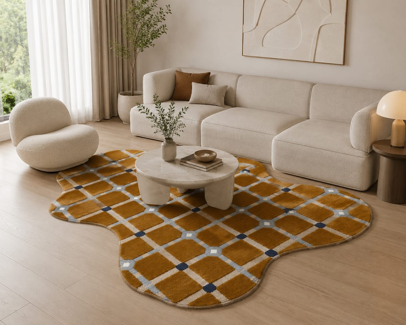 Hand Tufted Rug 5x8 8x10 9x12 Custom Rug Brown OchreFields Rug Area Rug 100%Wool gallery