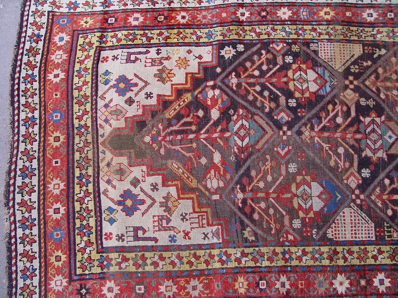 Antique 1880s Caucasian Runner Handmade Pictorial Wool Tribal Rug 3'4" x 11'9 gallery