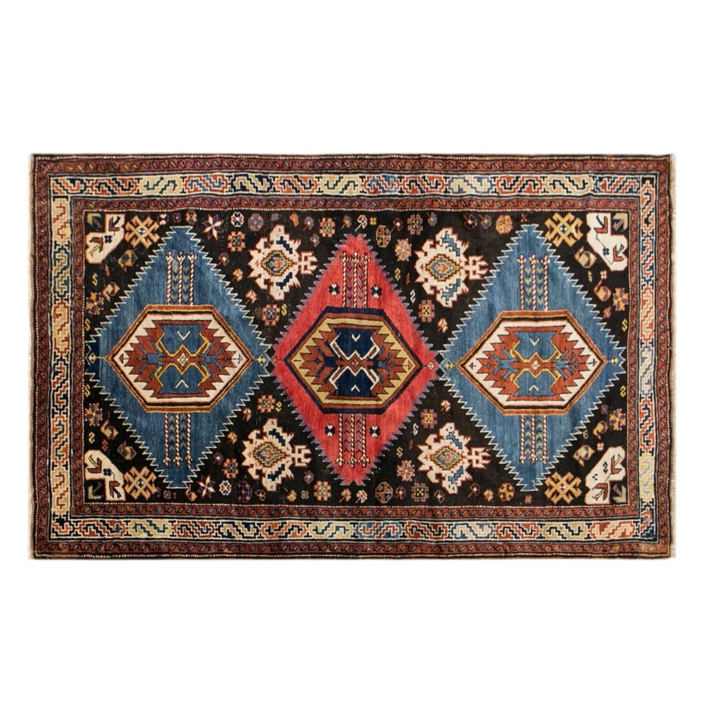 Turkish Vintage Rug 4'0" x 6'5" (123x195 cm), 100+ Yrs Handmade Caucasian Rug