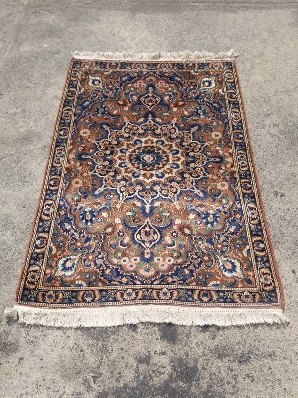 Distressed Authentic Hand Knotted Vintage Afghan Turkmen Wool Area Rug 5.2x3.7ft gallery