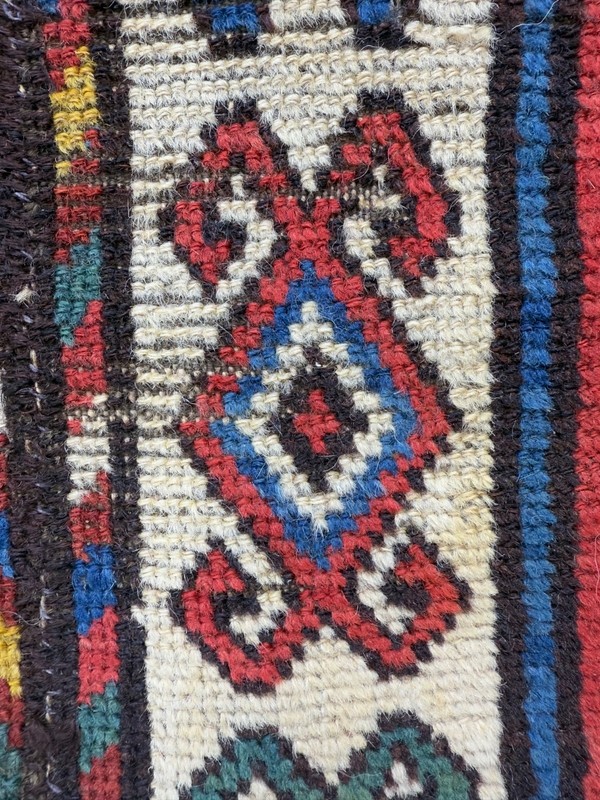 Antique Hand Knotted Caucasian Border Wool Rug Fragment 103x43 Cm gallery