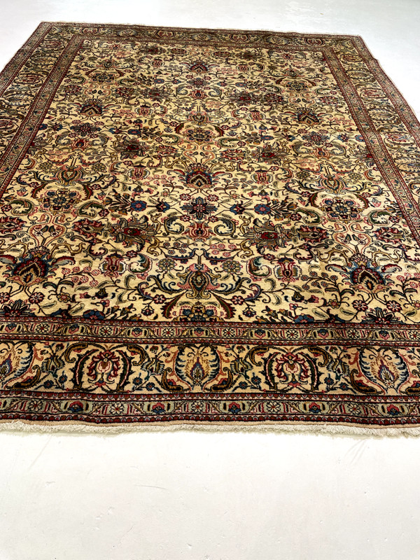 Antique Oriental Hand-Knotted Wool Area Rug Ivory/Beige/Blue/Red 9'10" x 12'9" gallery