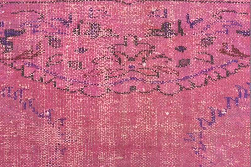 Vintage Carpet, Pink Color Overdyed Rug, Area Rugs, Candy Color Carpet 67"x104" gallery