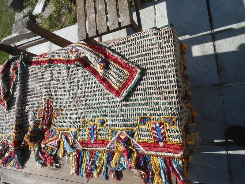 Vintage tribal textile oriental rug horse trapping cover horse blanket (2) gallery