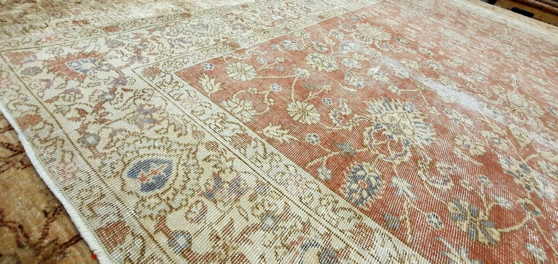 Antique Distressed Turkish Oushak Area Rug 8' x 11' gallery