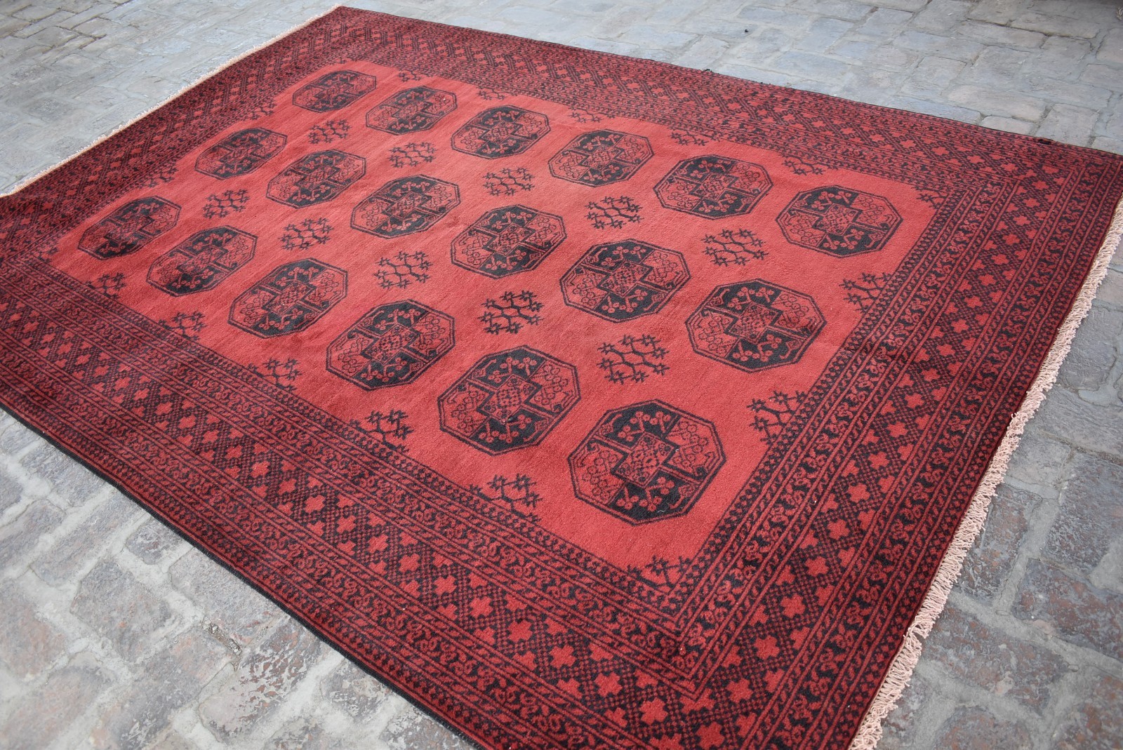 Afghan Antique Ersari Rug 7x9 ft Hand Knotted Wool Vintage Oriental Turkmen Rug gallery