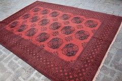Afghan Antique Ersari Rug 7×9 ft Hand Knotted Wool Vintage Oriental Turkmen Rug