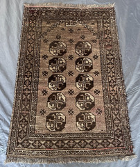 Vintage Afghan Turkmen Bukhara Prayer Rug Brown Bedroom Living Room 2’7×3’9