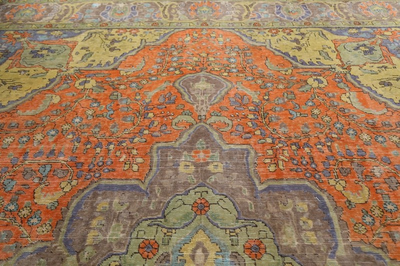 Antique Traditional ORANGE Handmade Area Rug Evenly Low Pile Wool Carpet 10x12 gallery