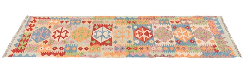 Kelim Afghan 288x77 cm Handwoven Oriental Carpet Rug Runner Kilim gallery