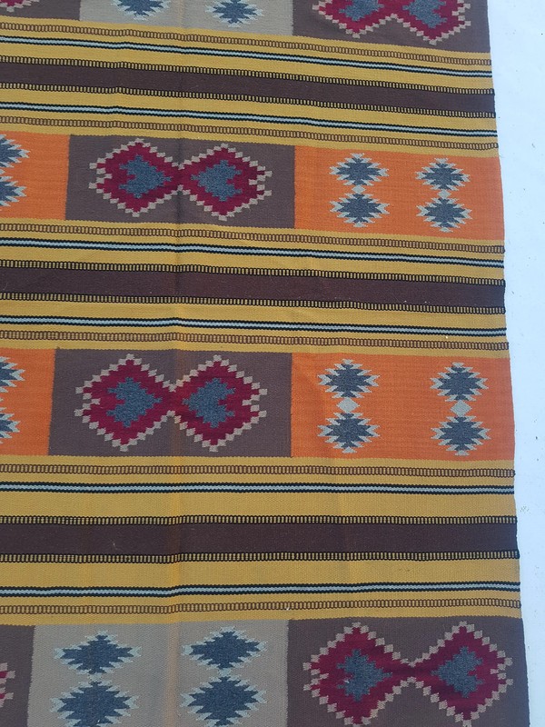 Vintage Traditional Handmade Turkish Wool Yellow Kilim 6x3.8ft gallery