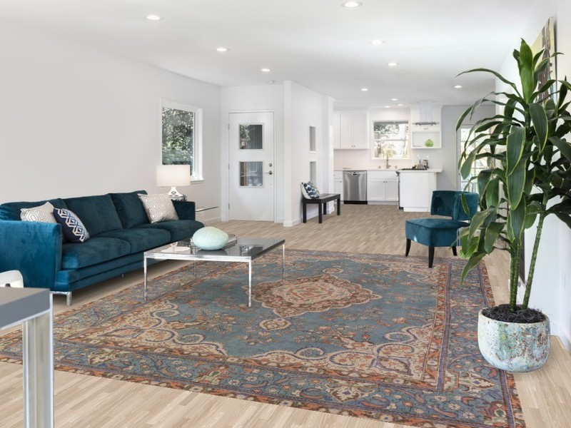 Light Blue Living Room Rug 8x11 Over-dyed Handmade Medallion Classic Wool Carpet gallery