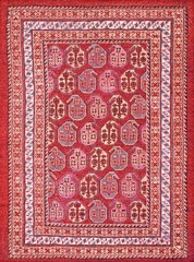 5’x6′ Red Antique Tribal Paisley Pattern Small Scatter Size Turkish Oushak Area